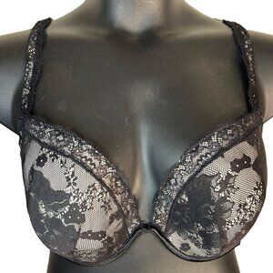 Cacique Black Lace Bra With Underwire Support & Adjustable Straps Size 44D